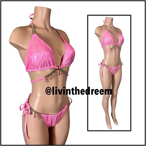 MODA MINX MAGIC IN MAKO WRAP TRIANGLE XL & RUCHED TIE SIDE BIKINI BOTTOMS L $79 - Picture 9 of 13